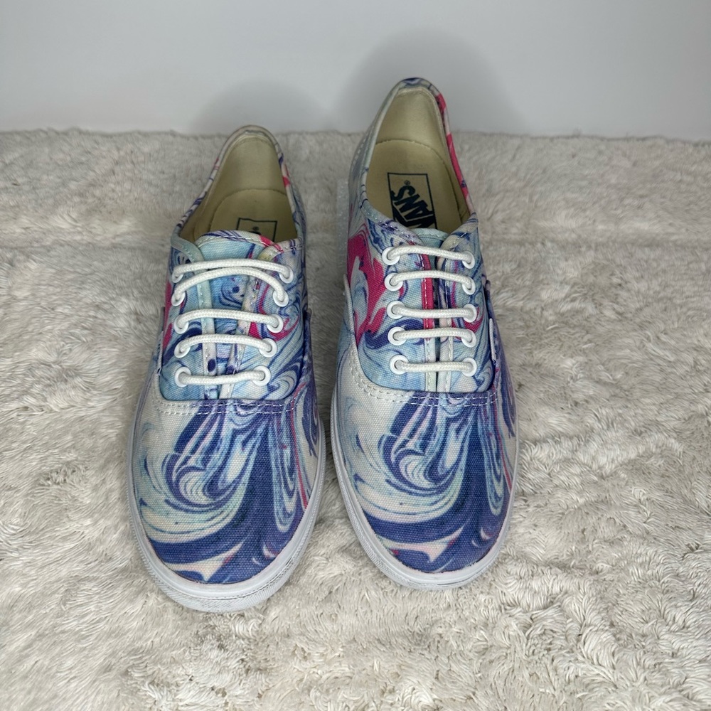 Vans Authentic Low Top Marble Print Sneakers - Blue/Pink